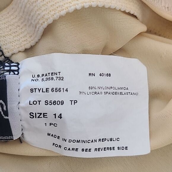 Miraclesuit One Piece Swim Suit Black Tan & Off White Palm Leaf Print Size 14 - Picture 10 of 13